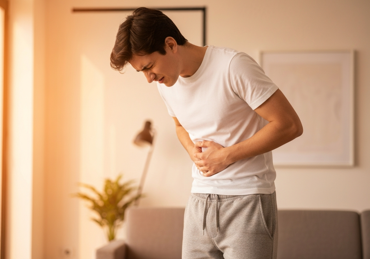 Person experiencing digestive discomfort