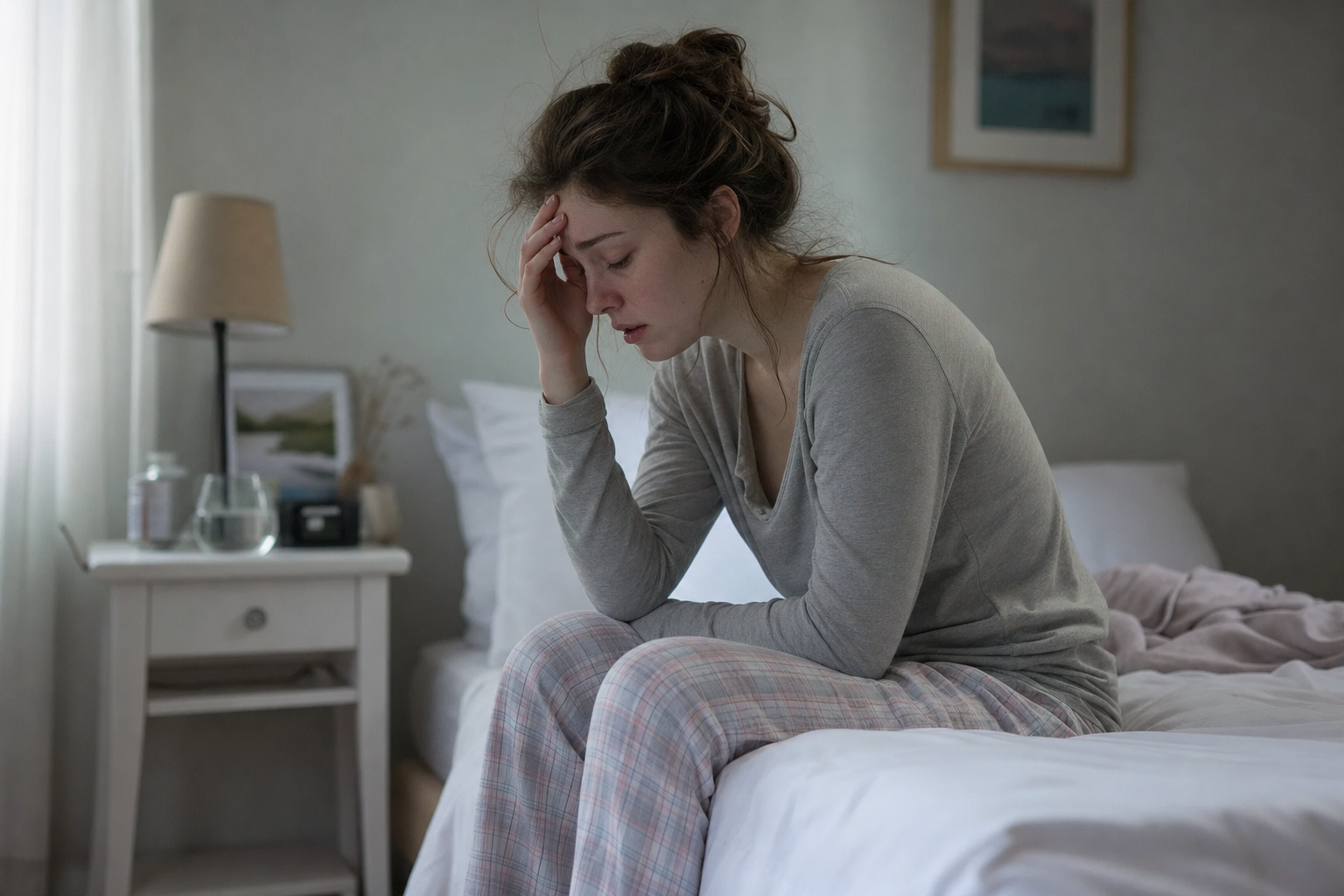Young woman with POTS feeling dizzy and exhausted