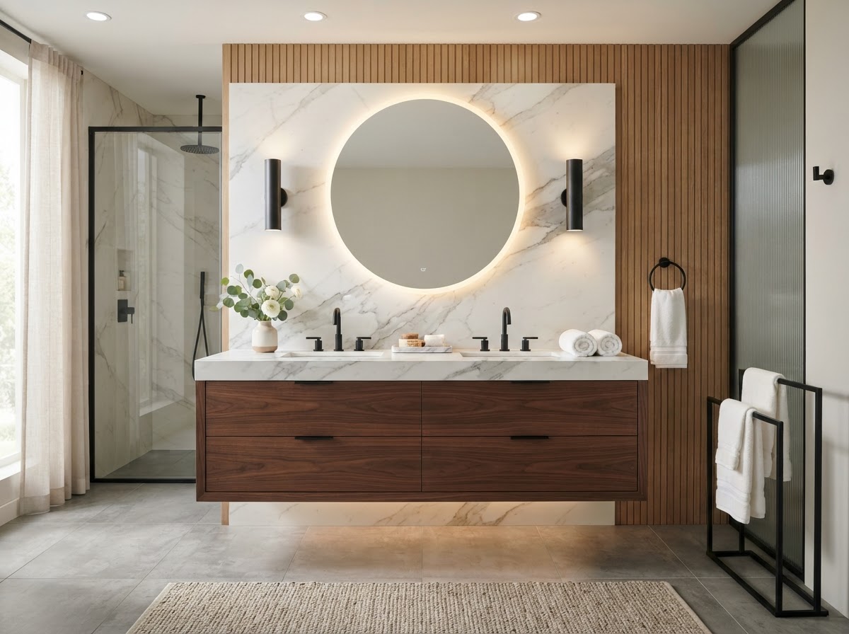 Floating Double Vanity — Bathroom remodel in Enterprise, NV