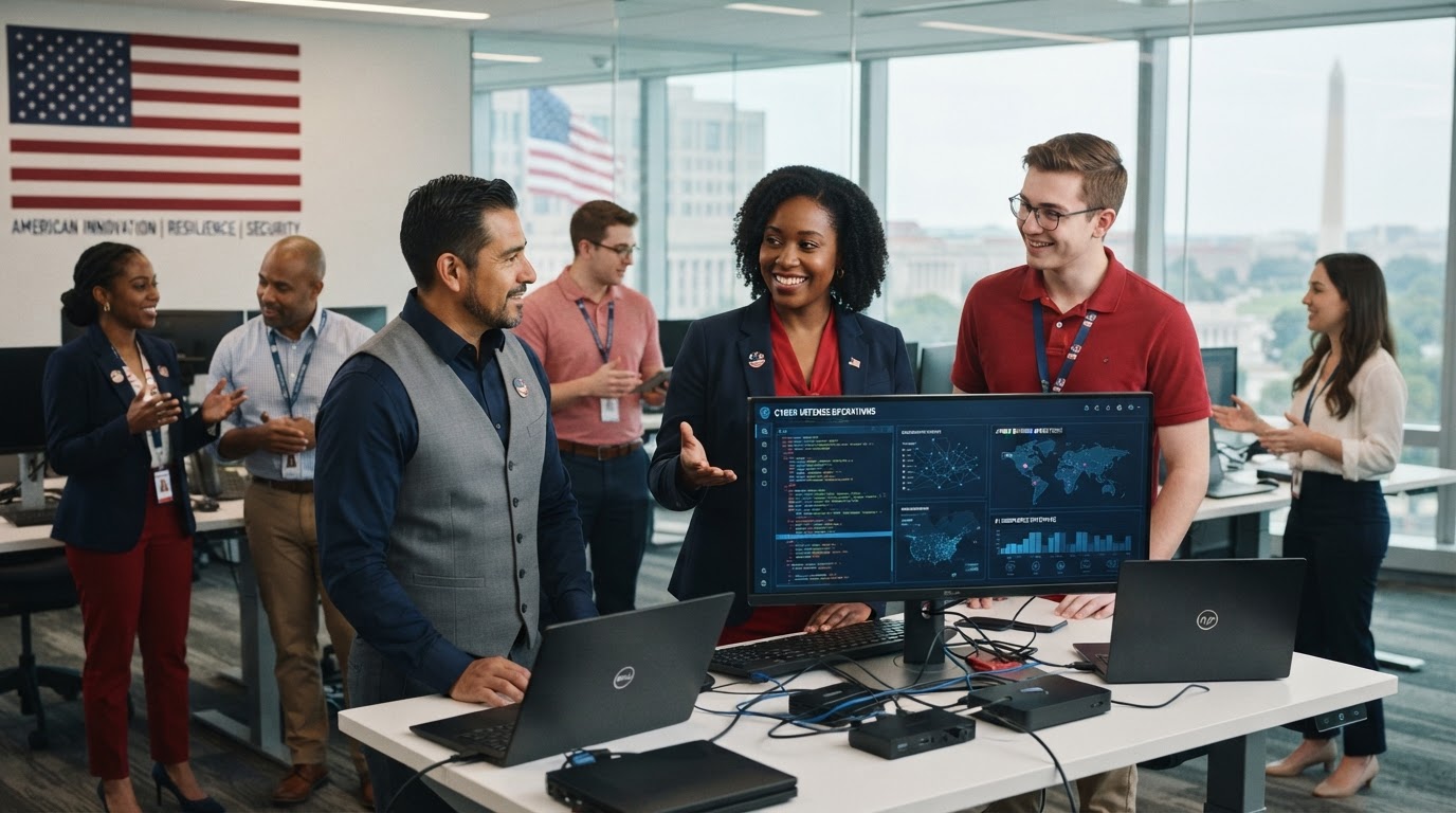 Certified technology apprentices collaborating on national cybersecurity and IT tasks