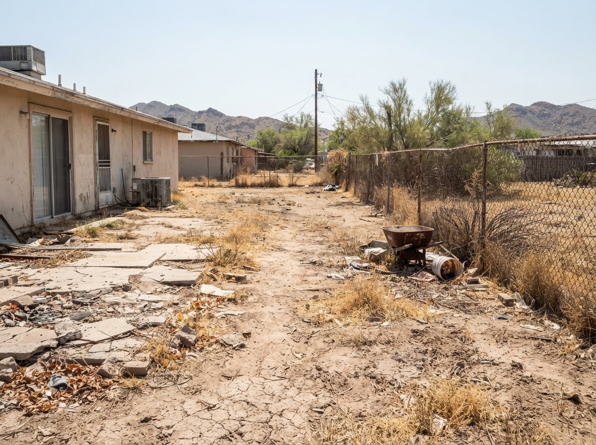 Before: neglected Arizona backyard