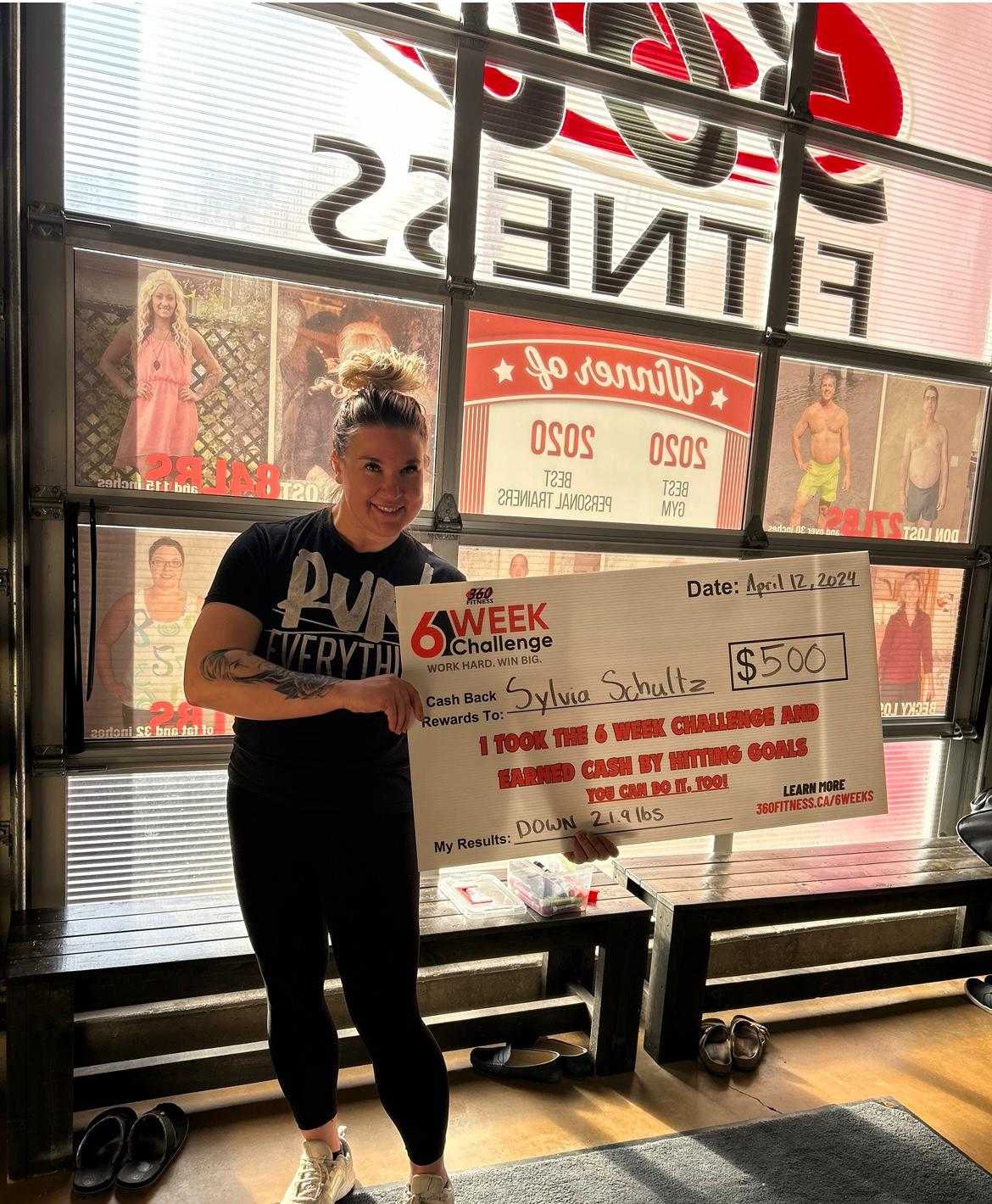 Sylvie with her 6 Week Challenge results