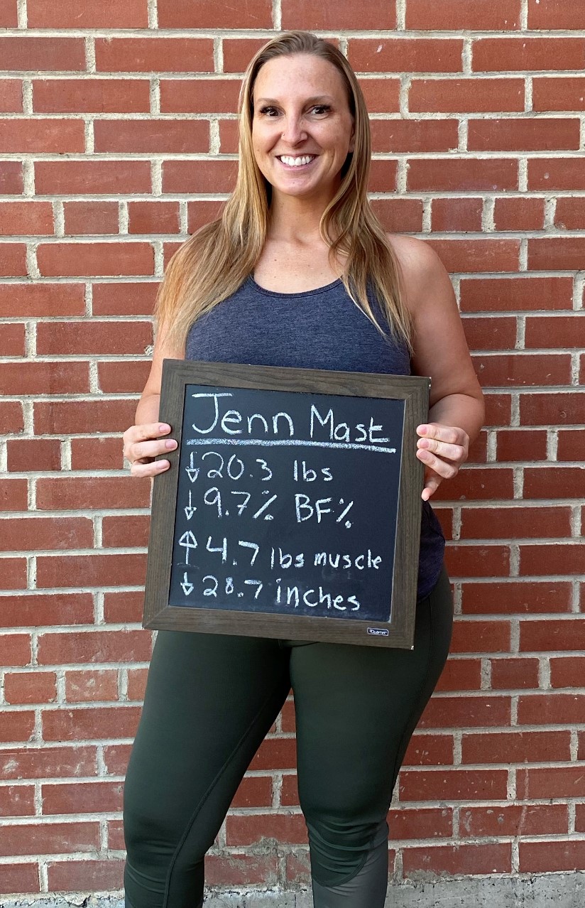 Jenn with her 6 Week Challenge results