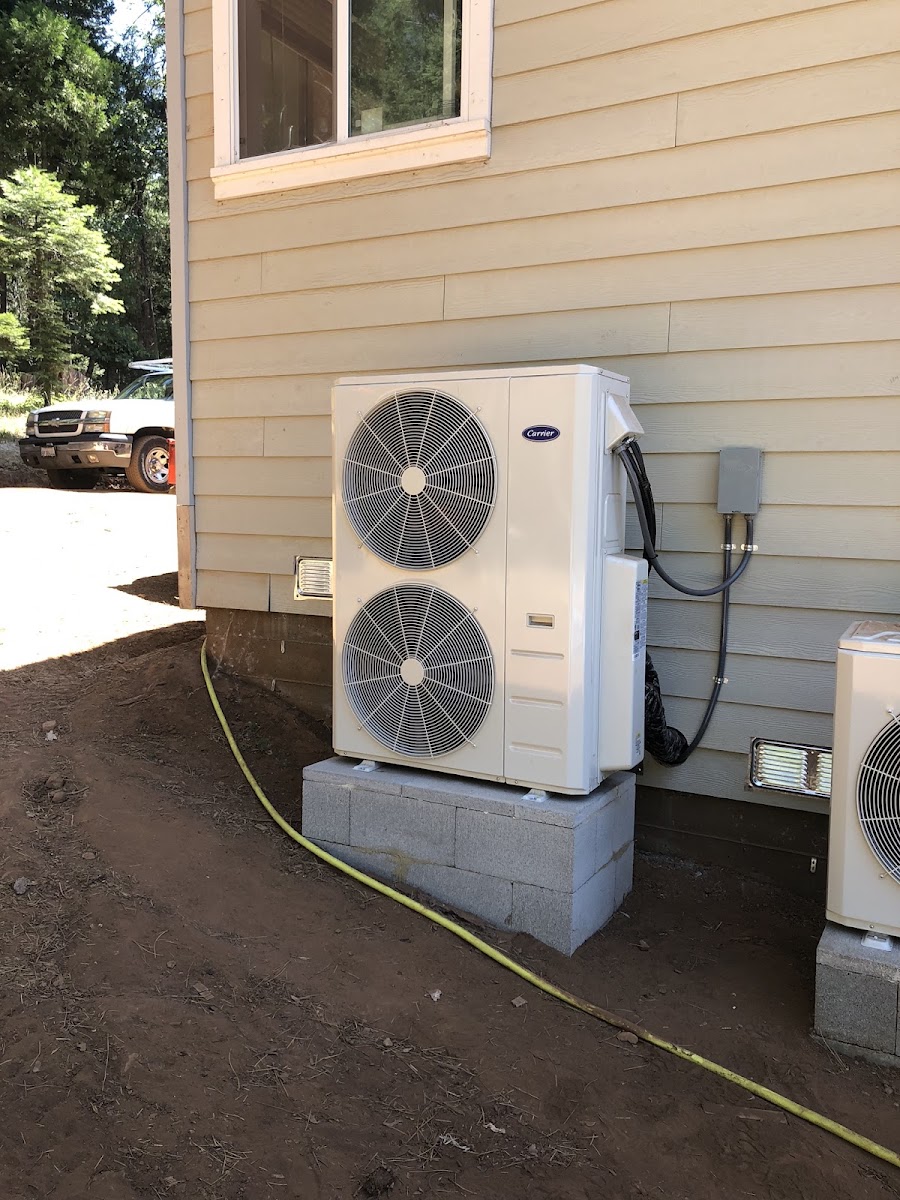 Kimber Heat & Air real multi-condenser outdoor AC installation at a home in El Dorado County, California