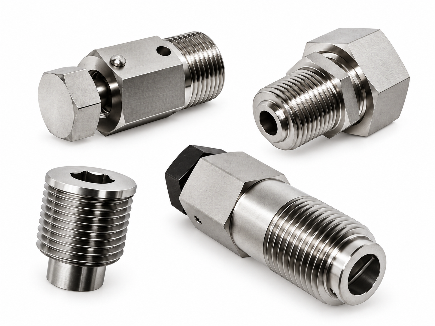 High-pressure grease fittings and valve injection components