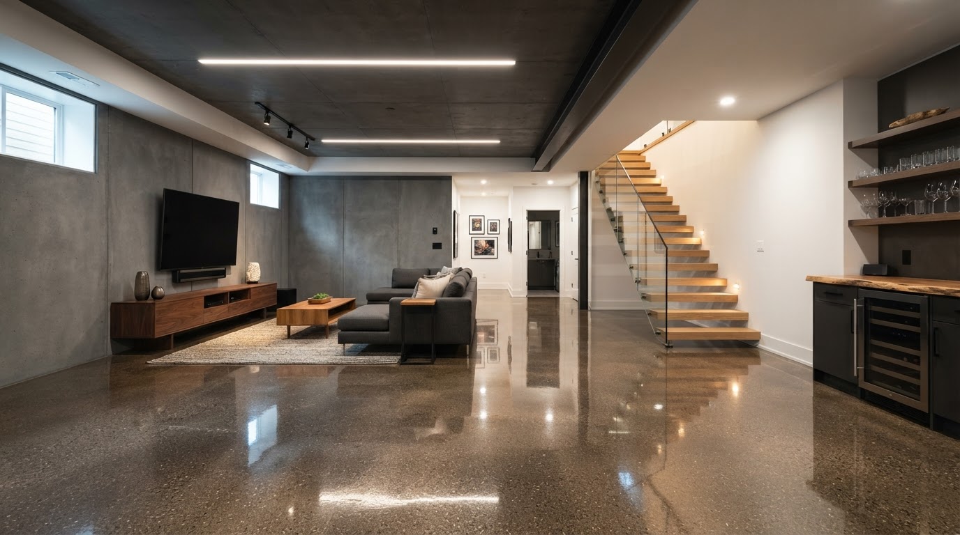 Lafayette Seamless Epoxy Basement Floor