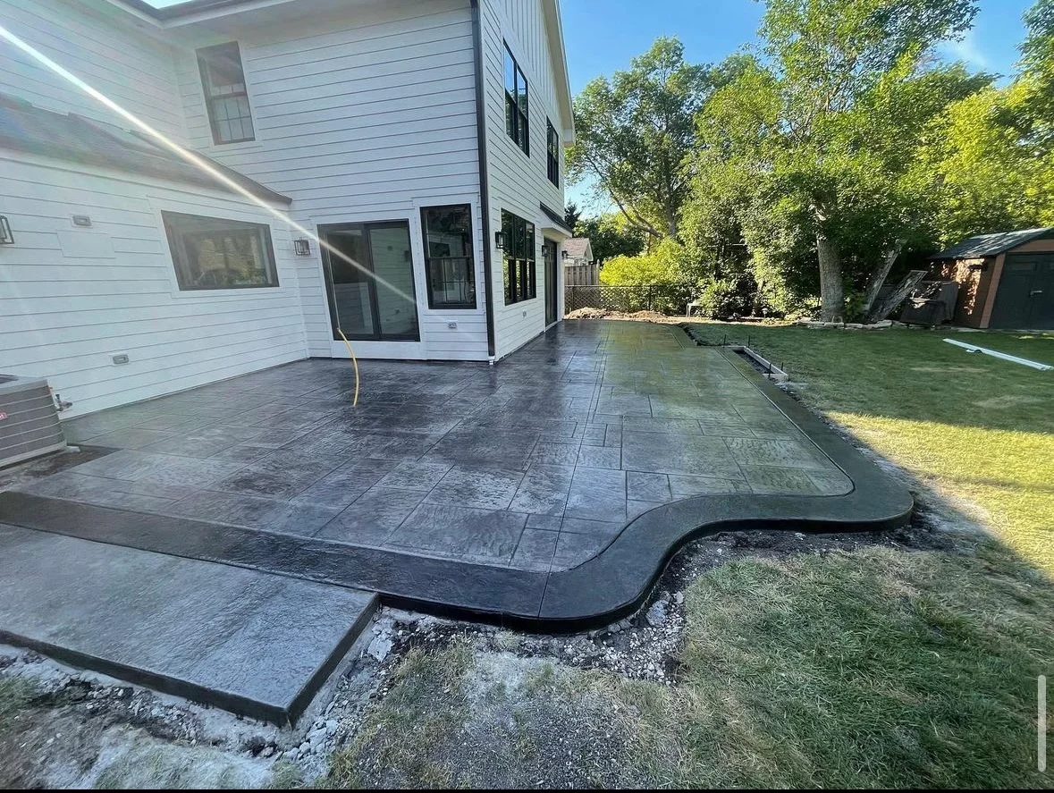 Carmel Custom Charcoal Stamped Patio with Bullnose Steps