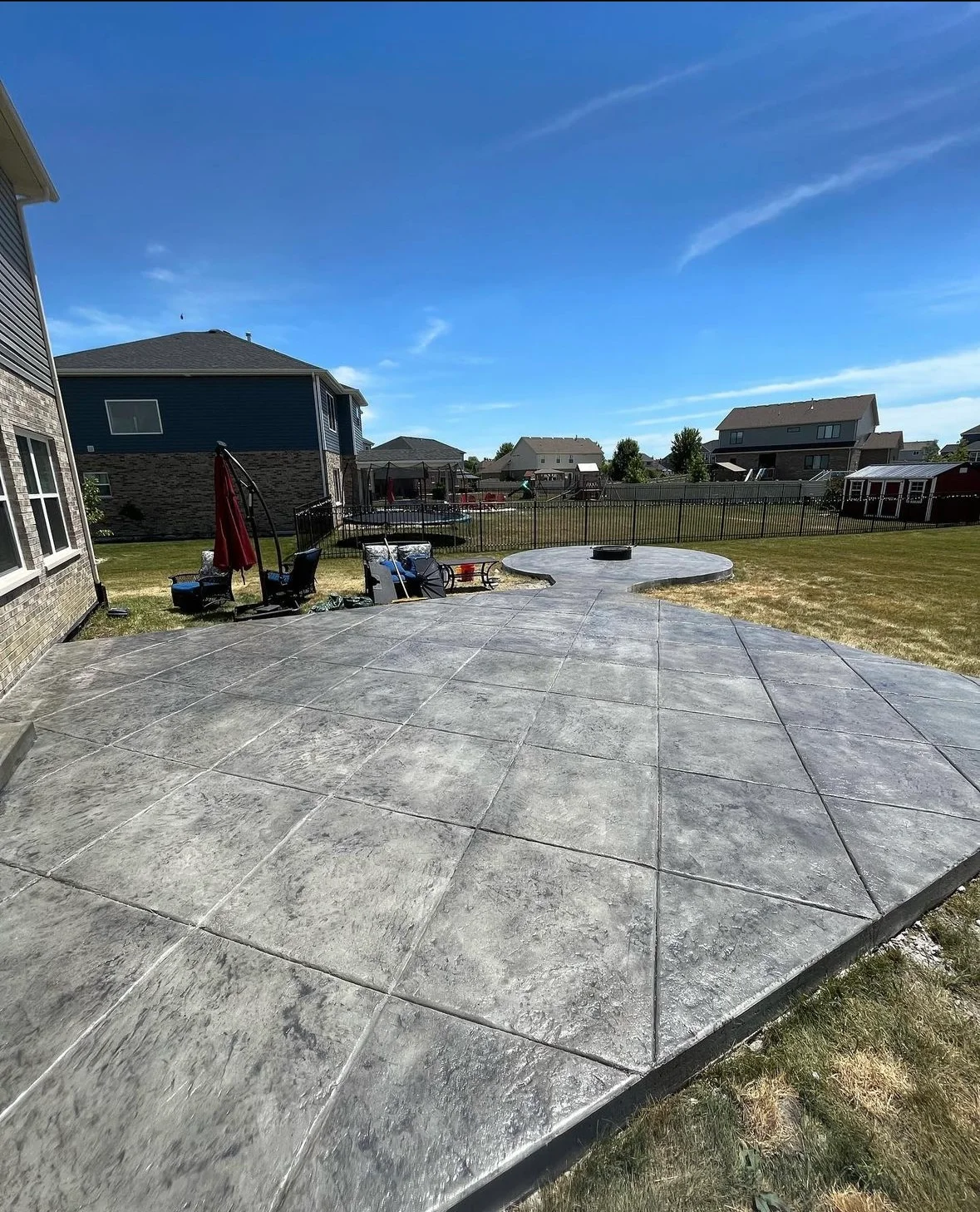 Fishers Geometric Tile Stamped Patio & Fire Pit Extension
