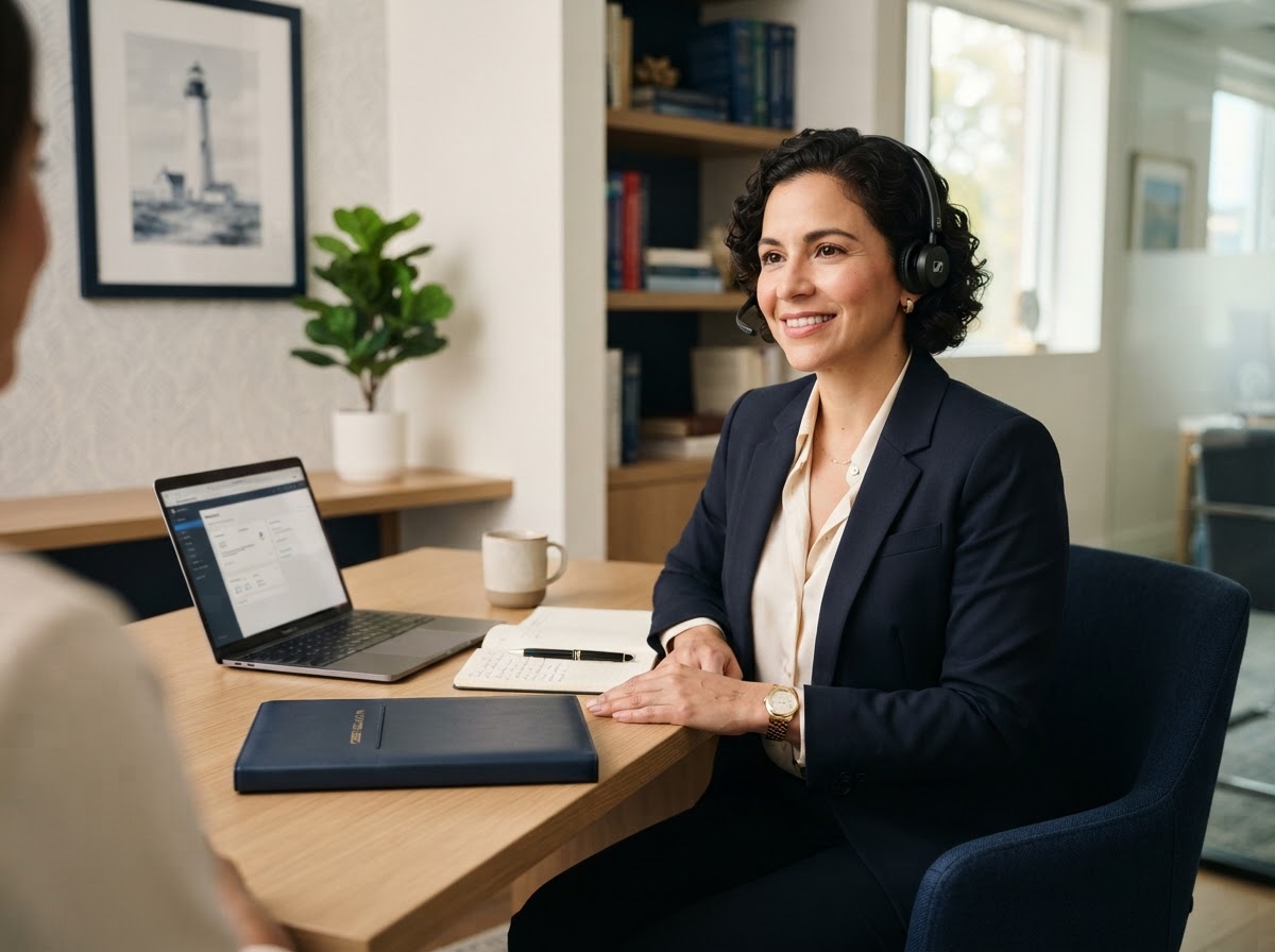 A credit education specialist helping a client review their credit information