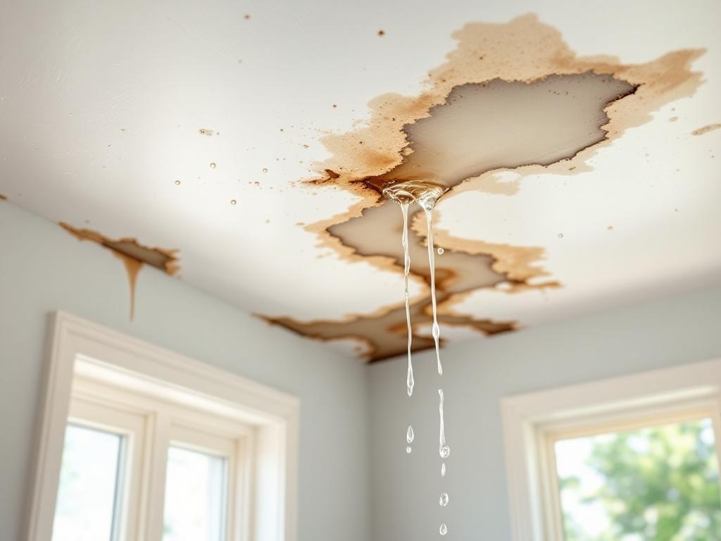 Roofer repairing a leaking residential roof