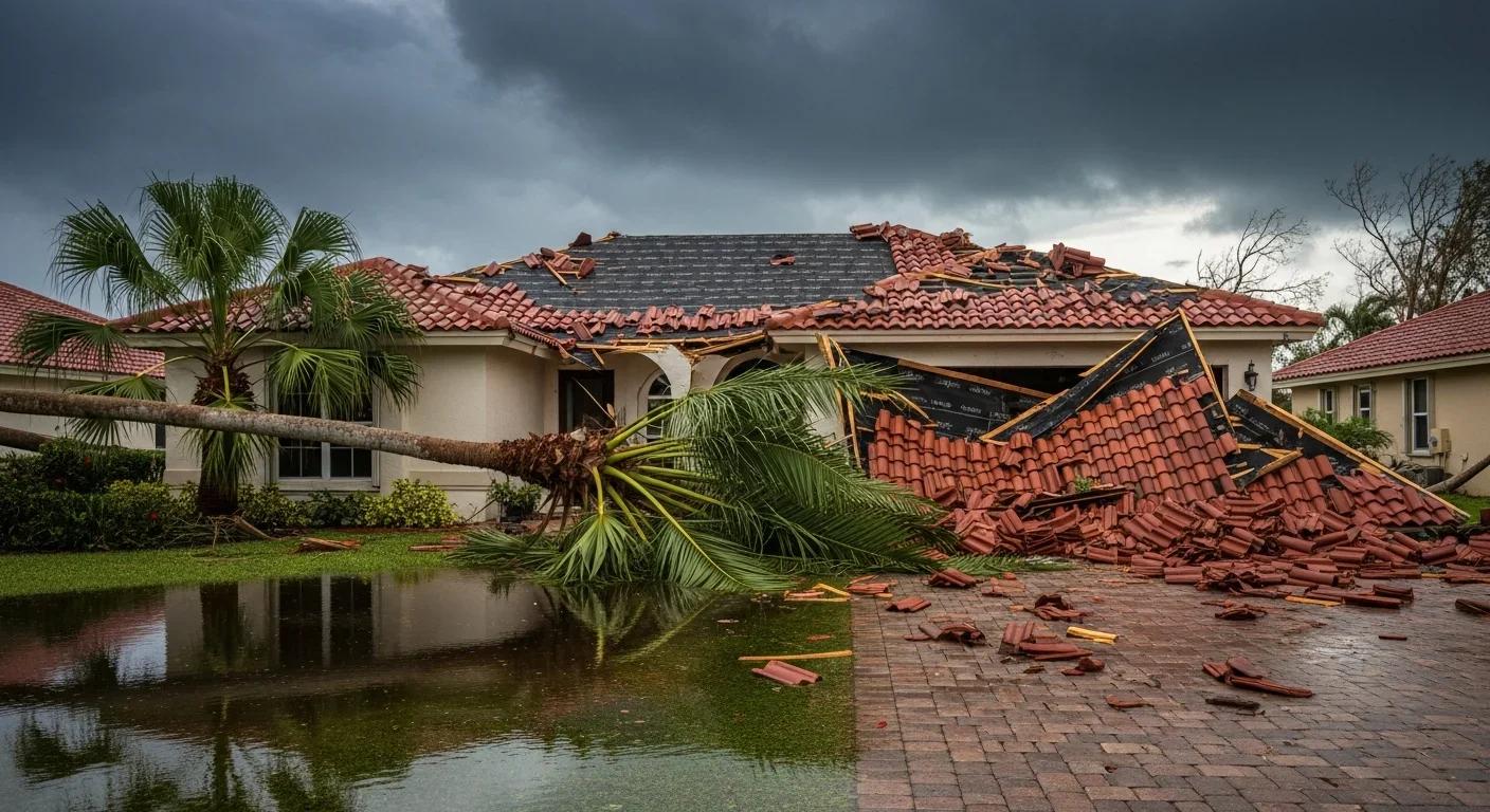 South Florida home with storm damage from hurricane winds