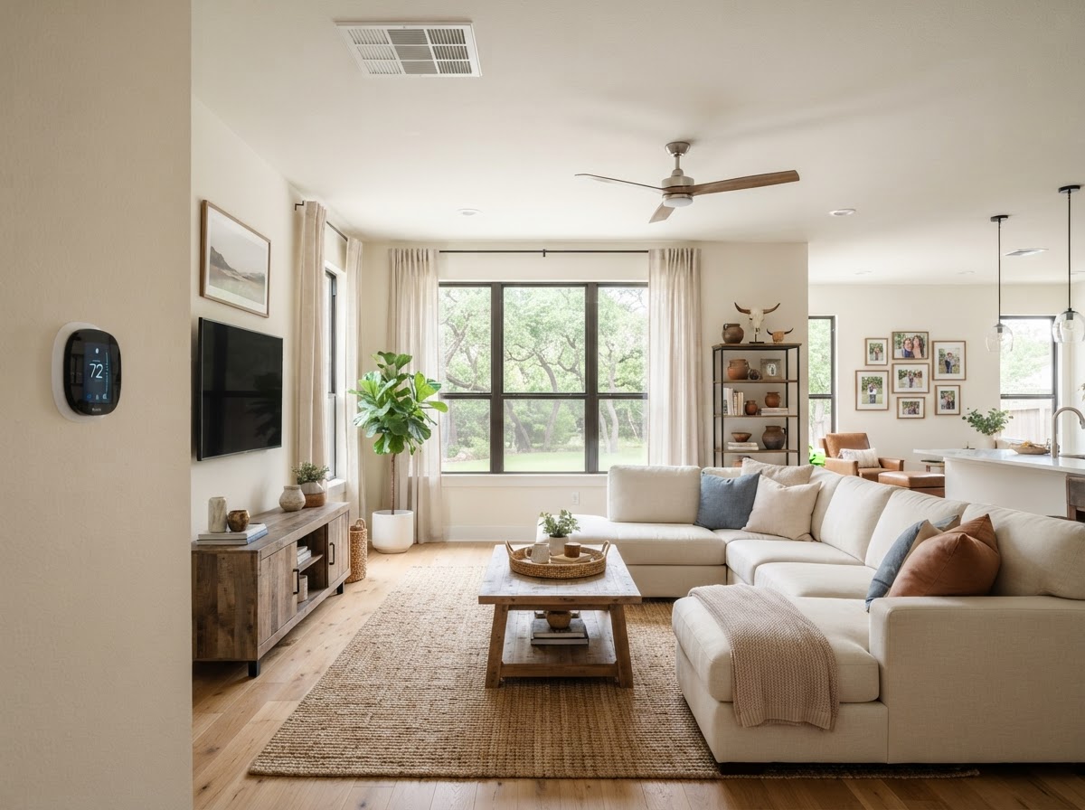 Comfortable, climate-controlled Texas home interior