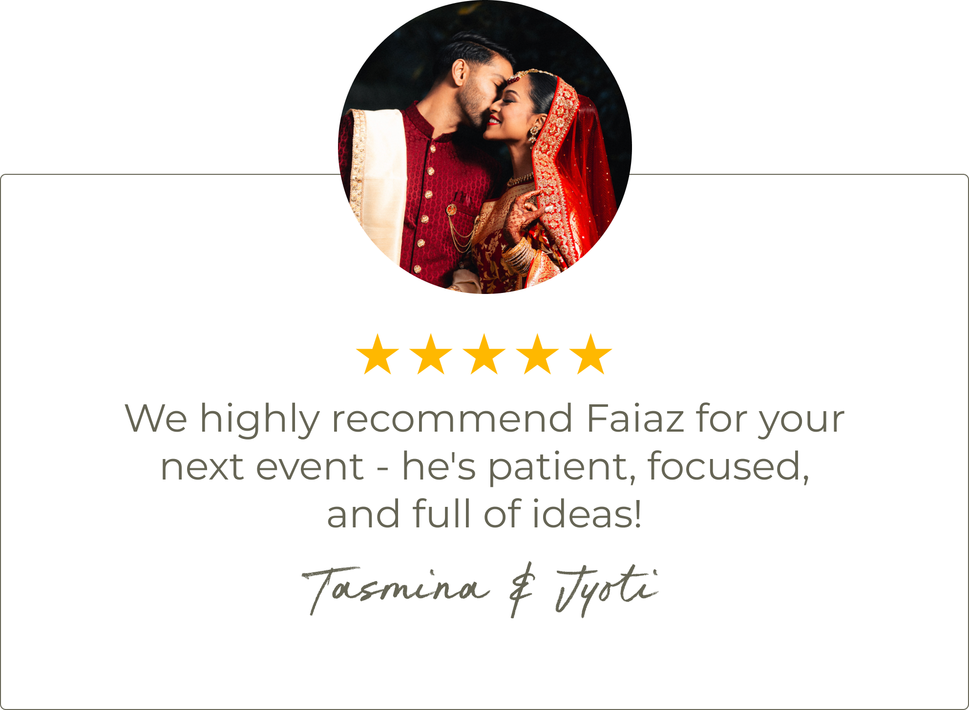 Client review from Tasmina