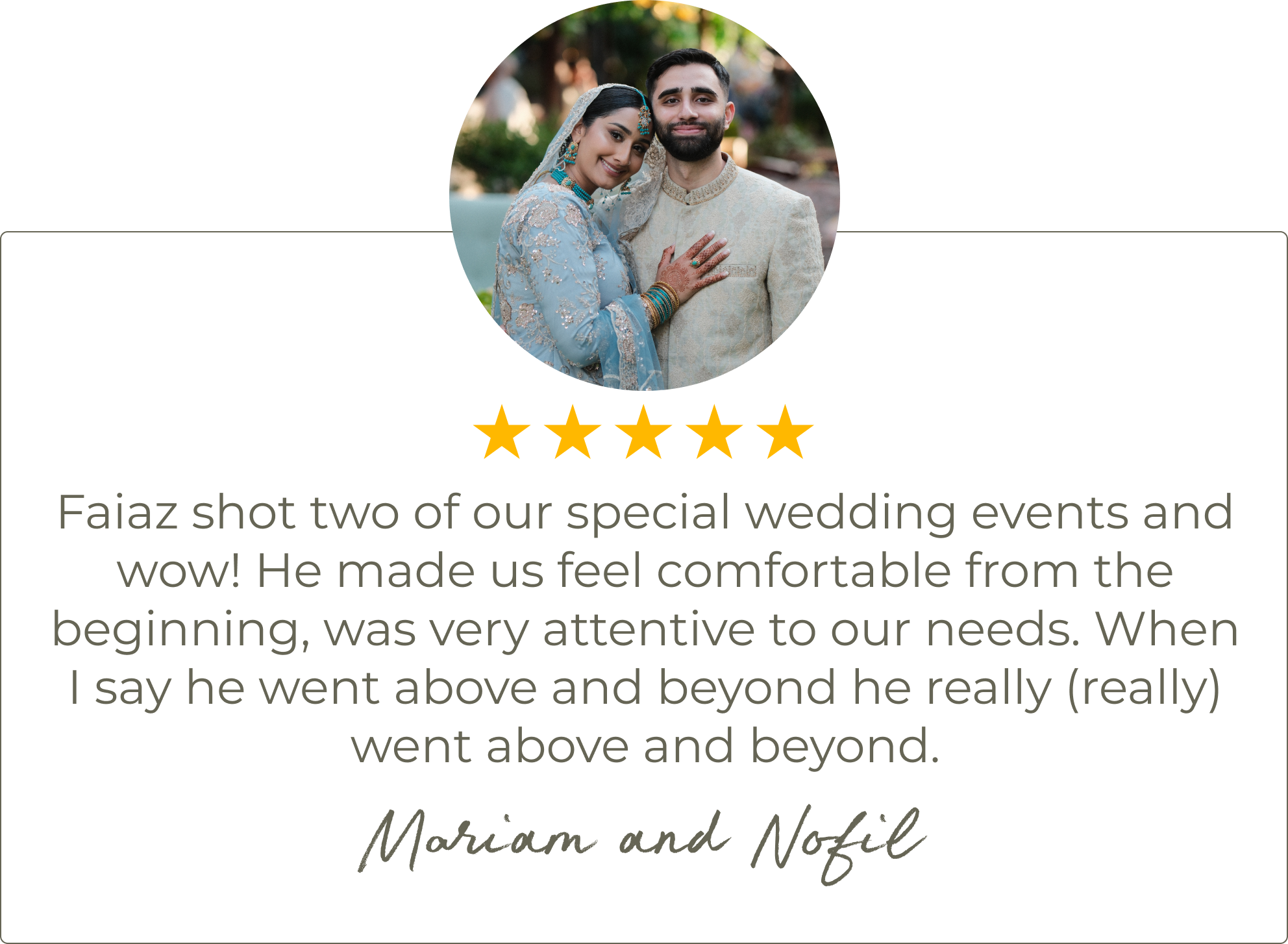 Client review from Mariam and Nofil