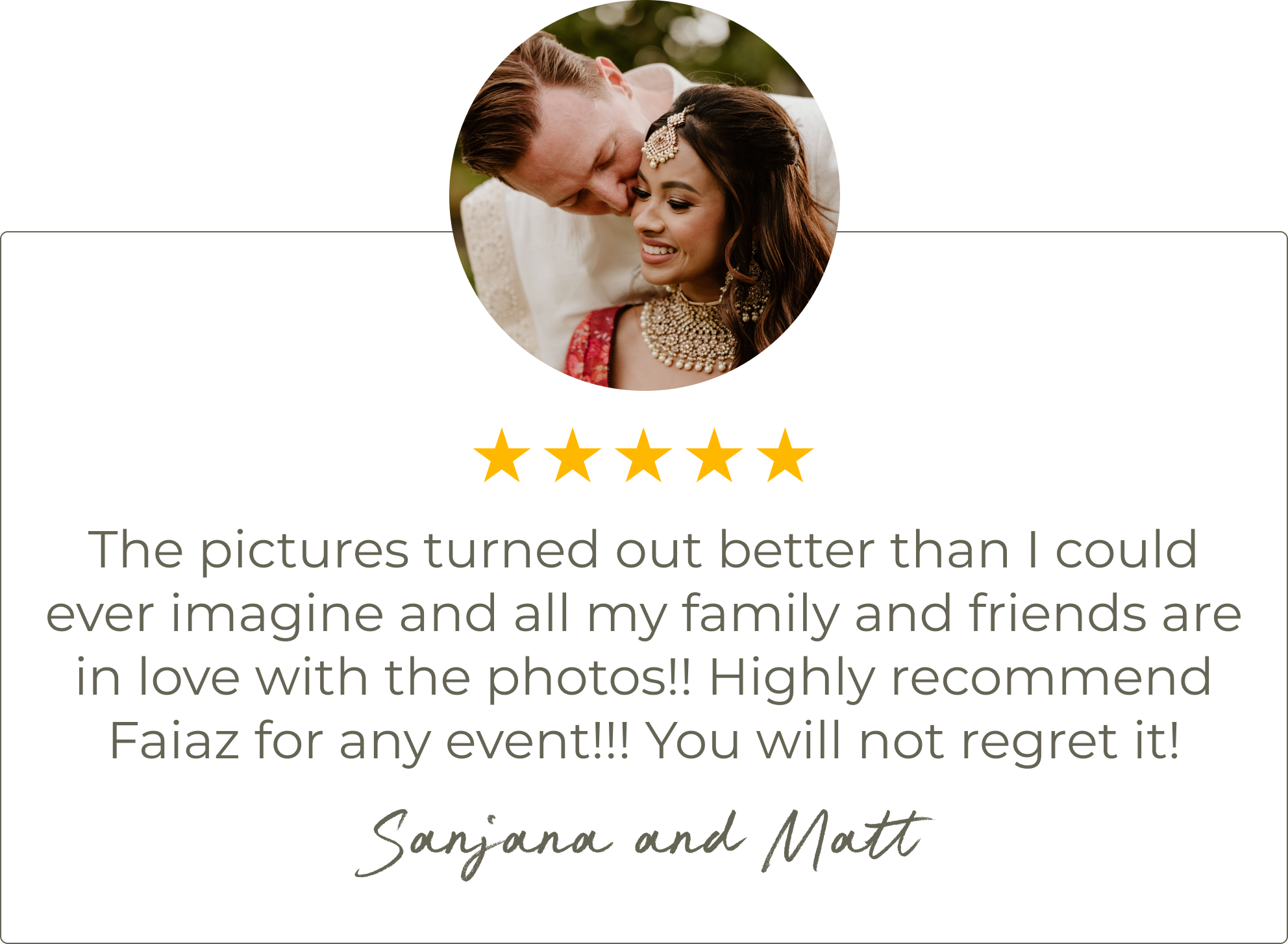 Client review from Sanjana and Matt