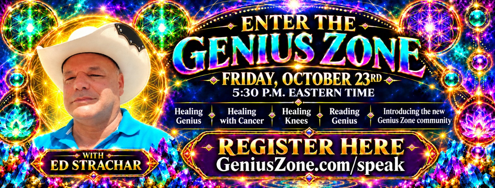 Ed Strachar LIVE Presentation Flyer - Enter The Genius Zone
