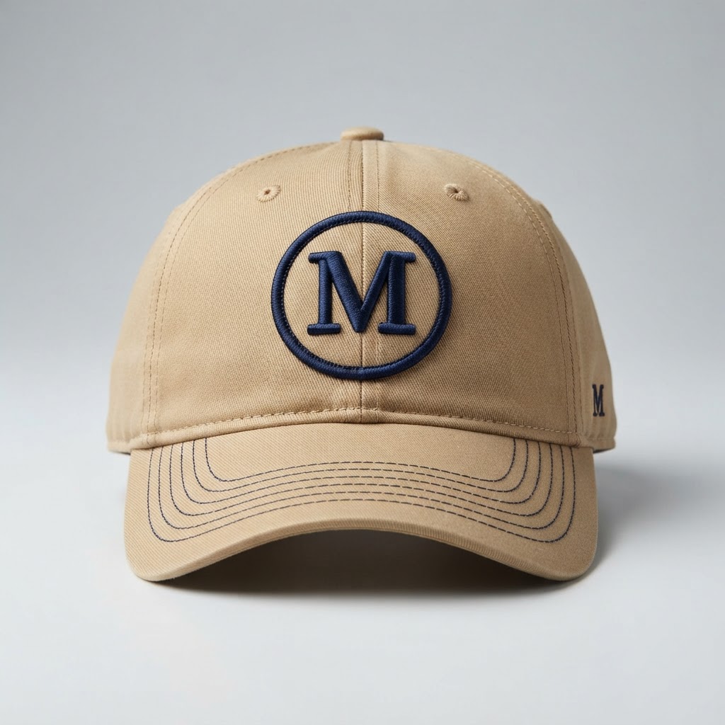 Monogram M — Flexfit Flexfit FF5001, Tan, Embroidered Patch