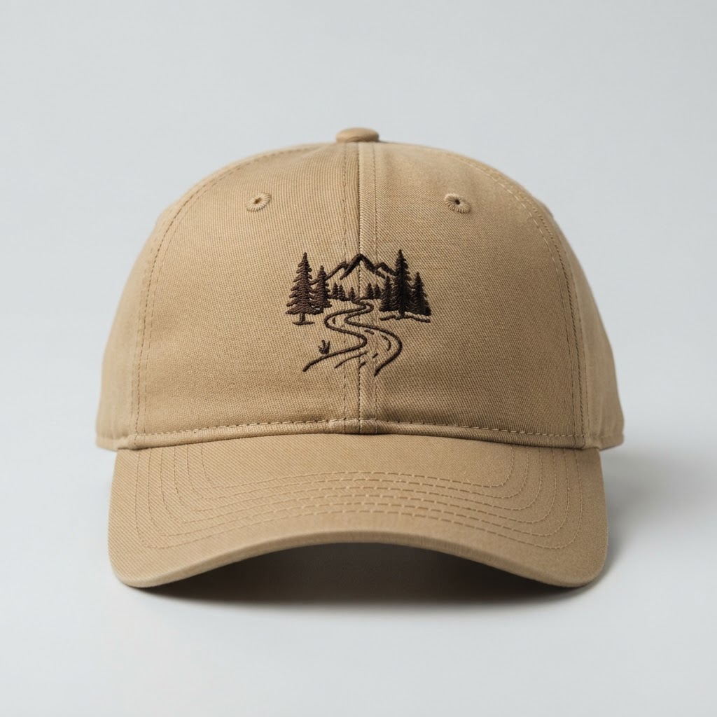 Trail Stitch — Flexfit Flexfit FF5001, Tan, Direct Embroidery