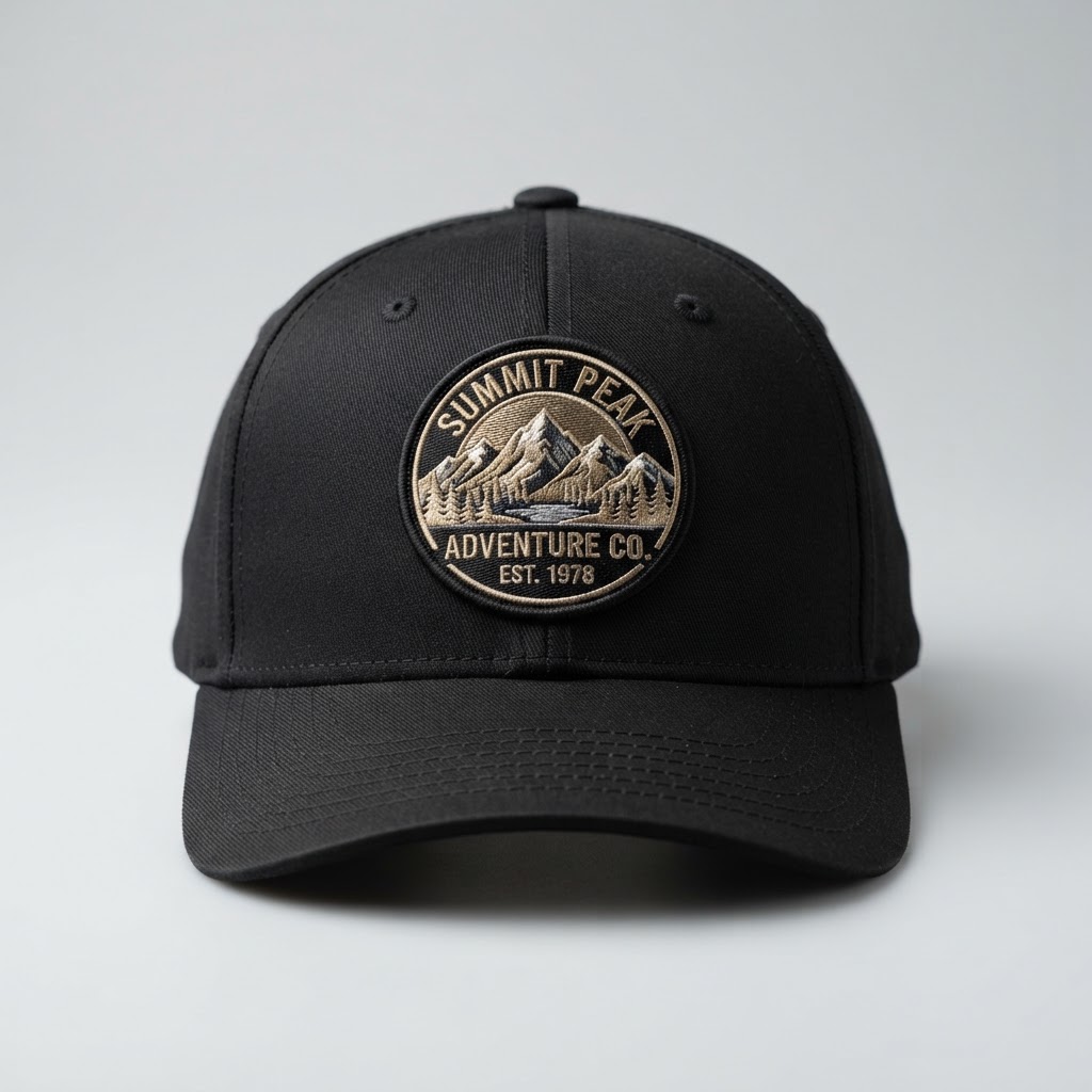 Peak Patch — Flexfit Flexfit FF110M, Black, Embroidered Patch