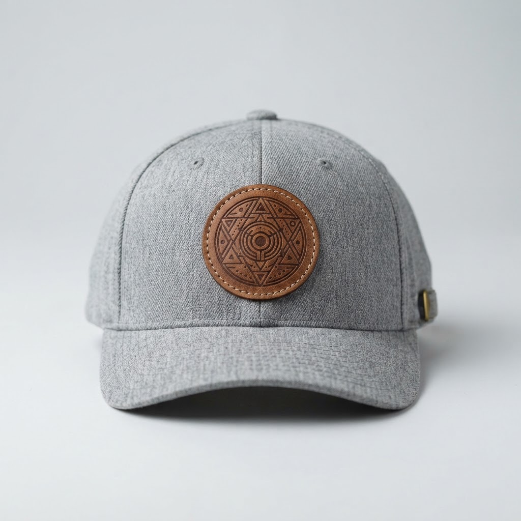 Circle Mark — Flexfit Flexfit FF5001M, Gray, Leather Patch