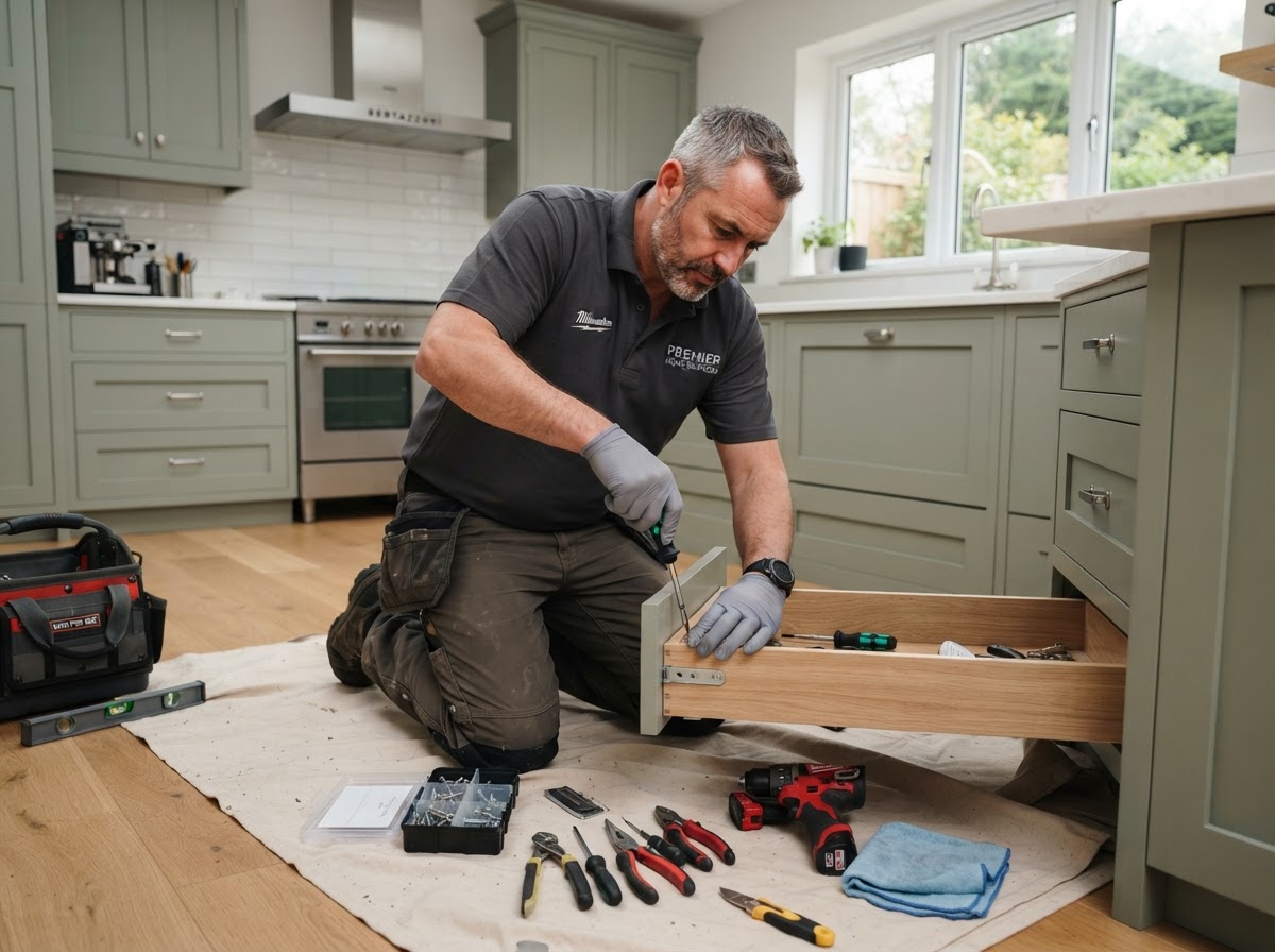 Ninitech technician inspecting home woodwork and trim