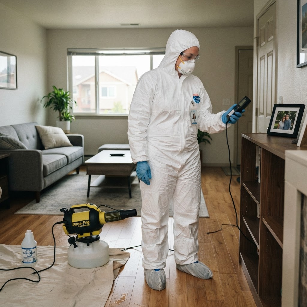 Technicien LPS pendant la remise en état d'un logement