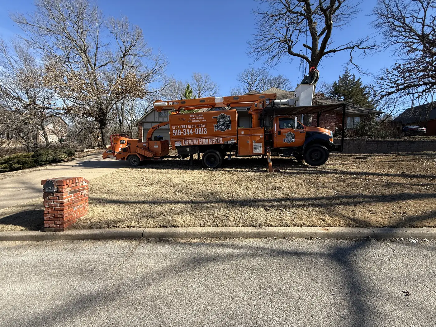 Ironwood Tree Co lot clearing with debris haul-away in Tulsa, OK