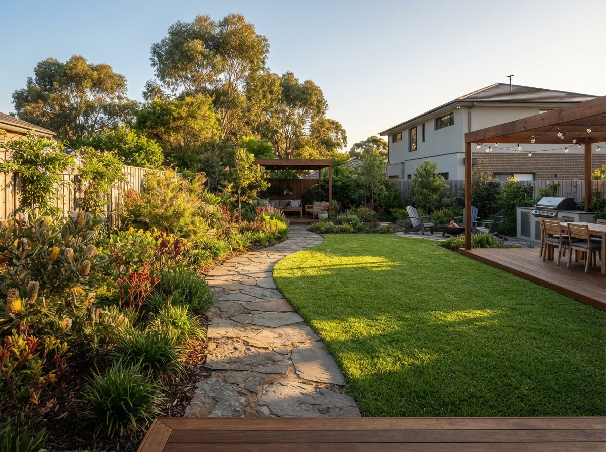 A finished backyard landscaping job