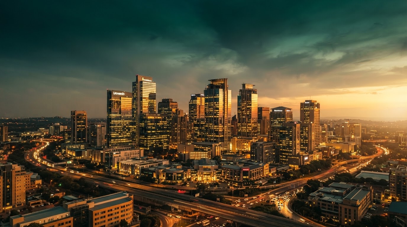 Johannesburg skyline at golden hour