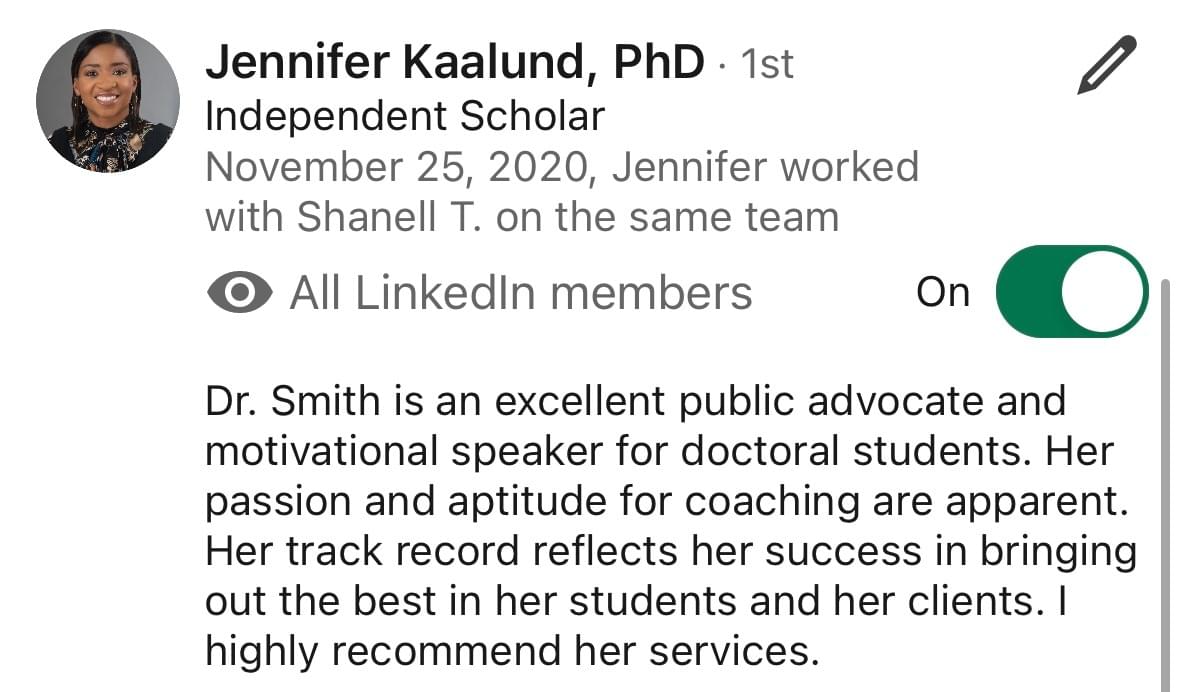 LinkedIn recommendation 1