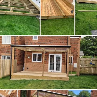 JRS Services custom garden decking with timber veranda pergola