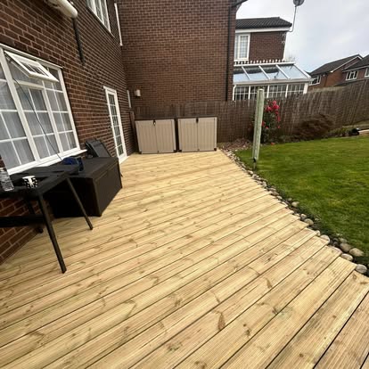 Wide Diagonal Timber Decking Terrace