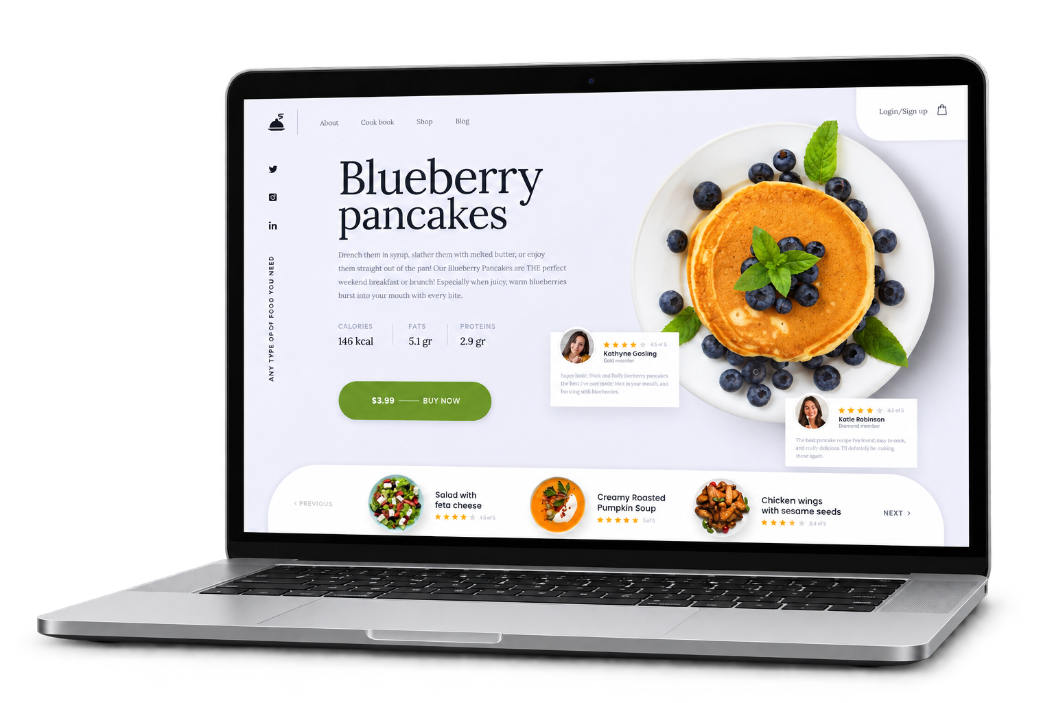 Website moderno exibido em MacBook