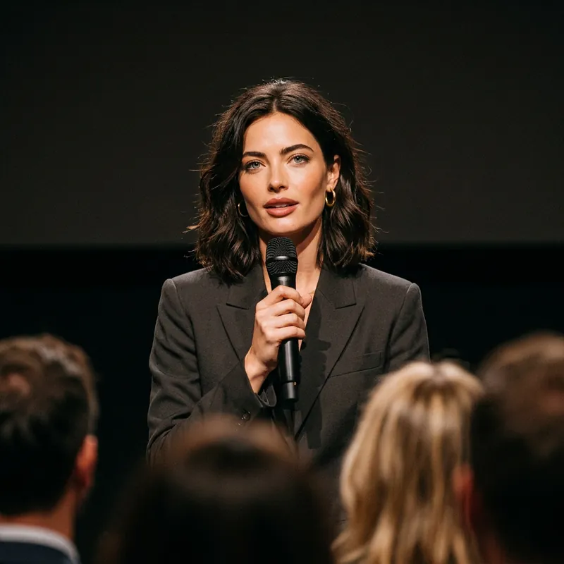 Same AI influencer on stage