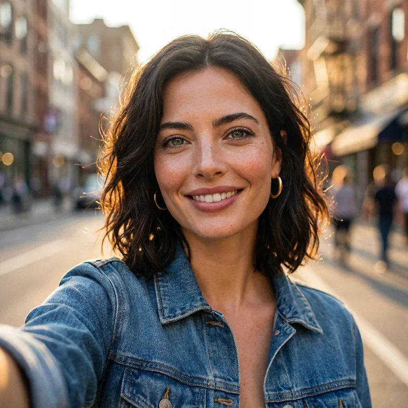 Same AI influencer taking a selfie