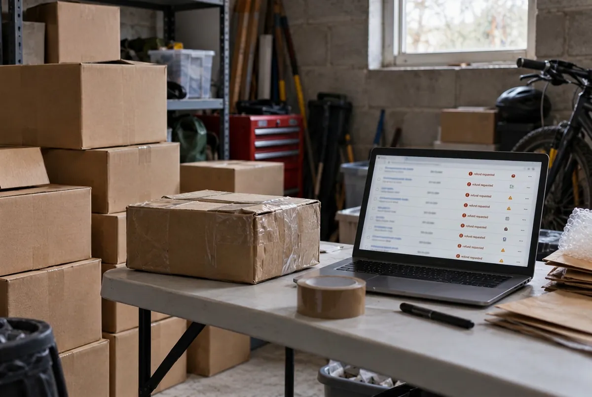 Garage full of shipping boxes