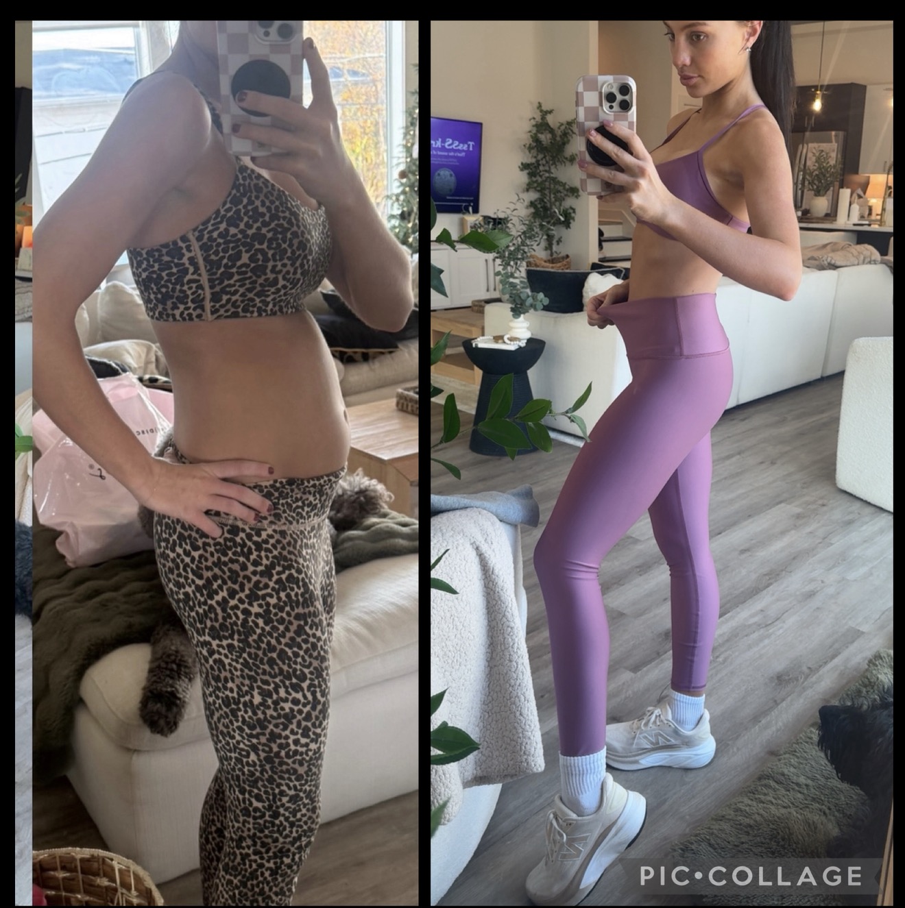 Before and after gut balance transformation showing less bloat and a flatter stomach
