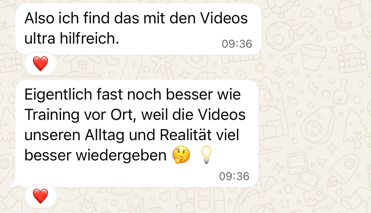 Kundenfeedback: Das Filmen ist so hilfreich, sehe selber schon was ich anders hätte machen können