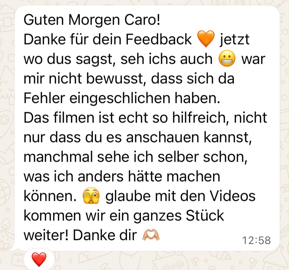 Kundenfeedback zum Videotraining: Fast noch besser wie Training vor Ort