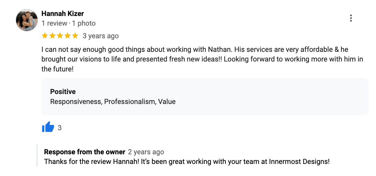 Hannah Kizer review screenshot