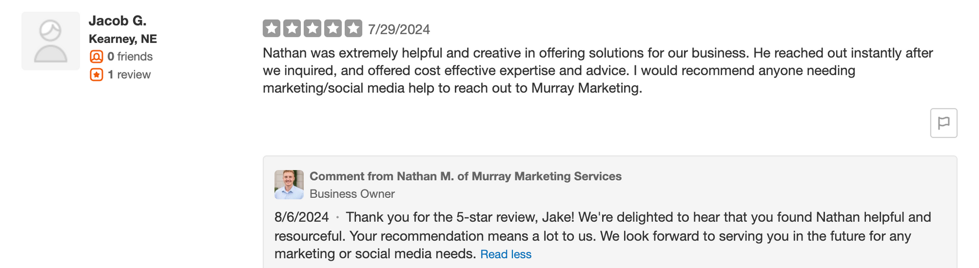 Jacob G. review screenshot