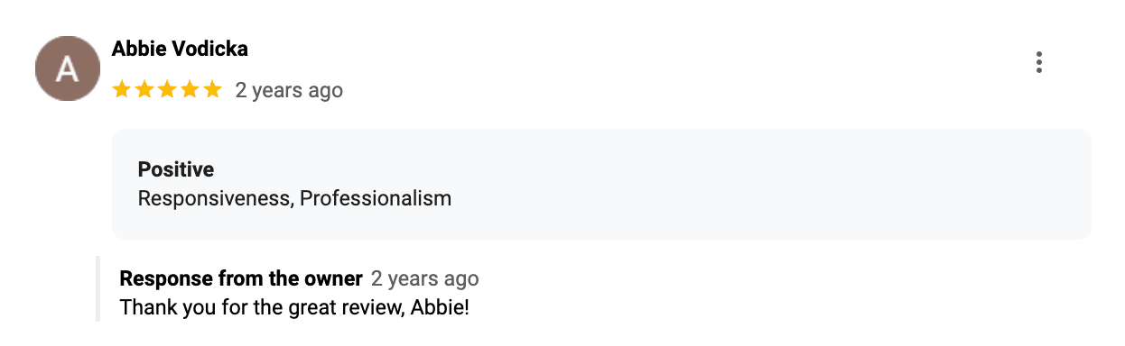 Abbie Vodicka review screenshot