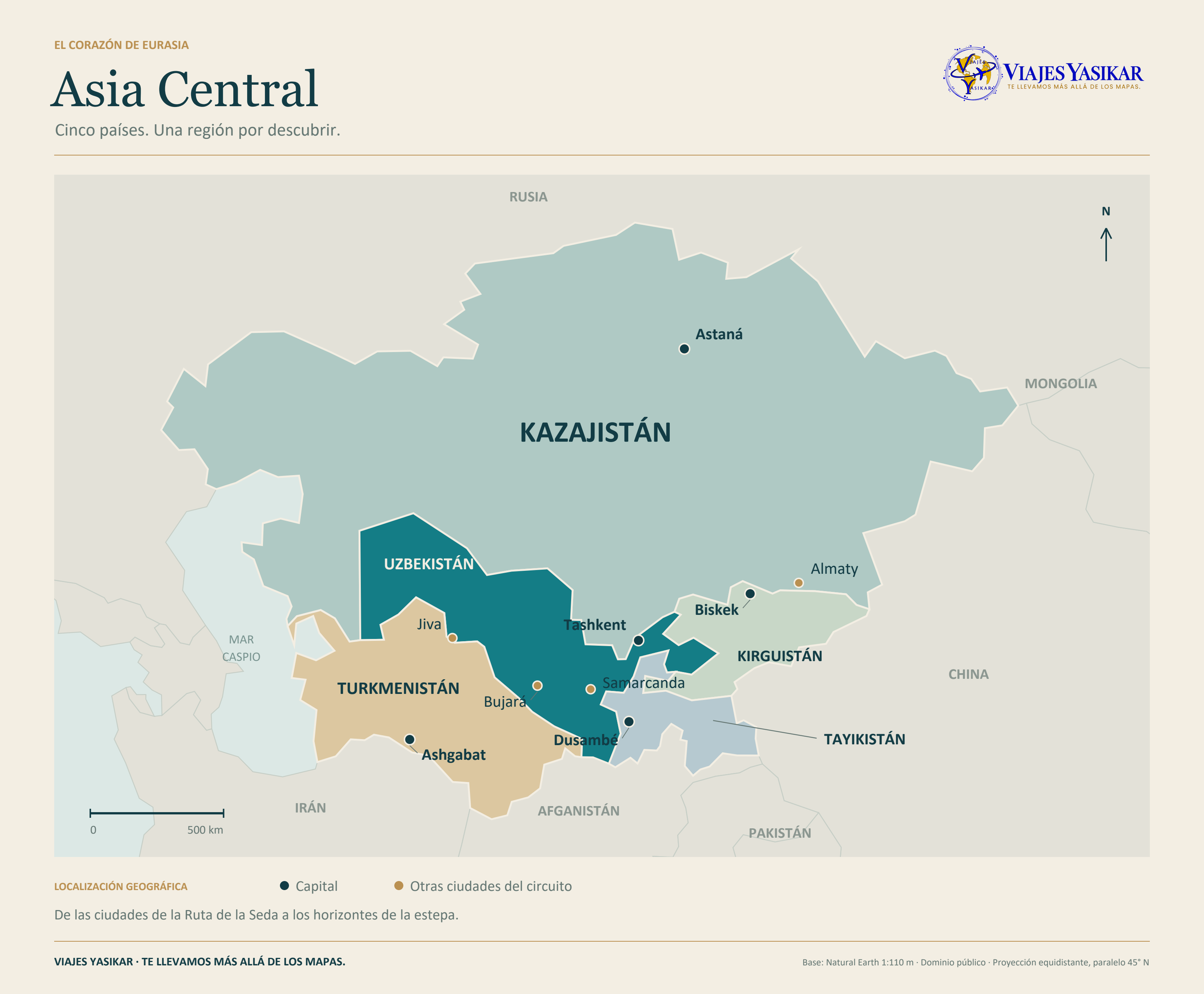 Mapa cartográfico oficial de Asia Central — Viajes Yasikar