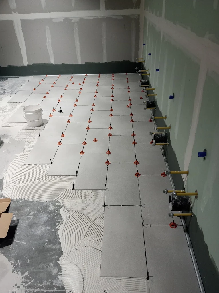 Large-Format Tile Installation with Precision Leveling System