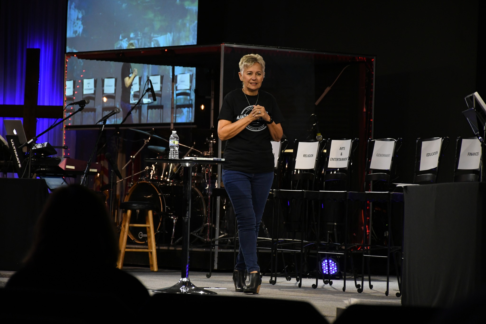 Leanne Goff speaking on stage