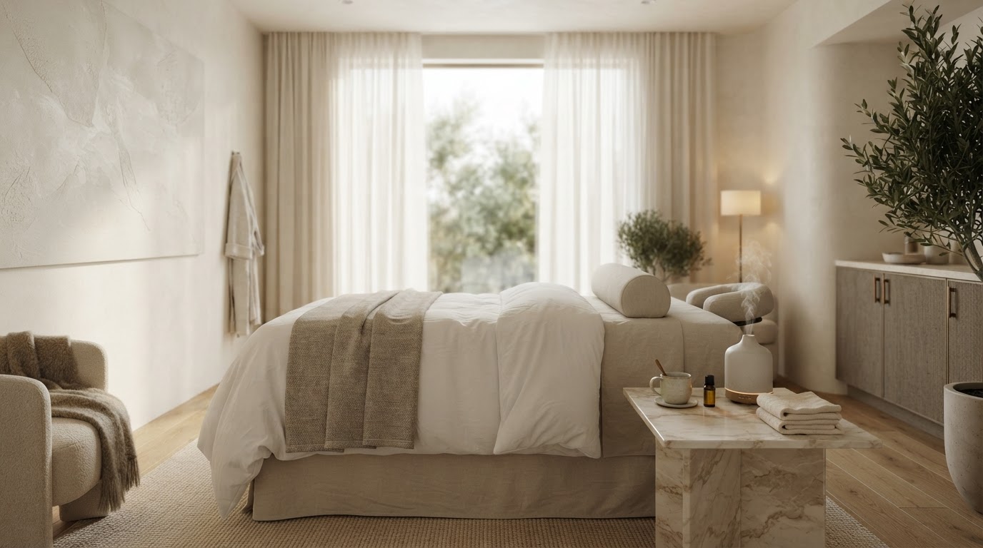 The Velour Aesthetic Studio treatment room in soft daylight