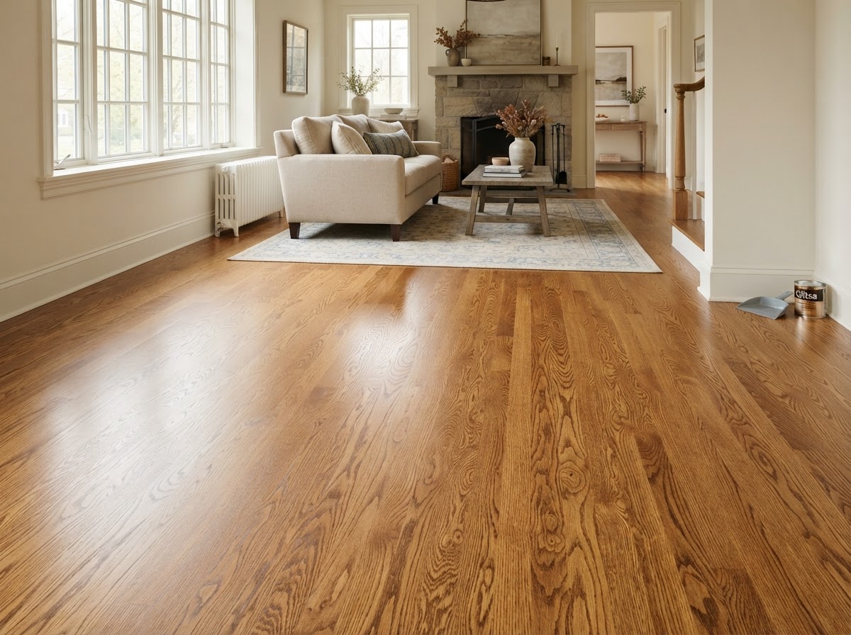 Screen and recoat hardwood floor treatment application