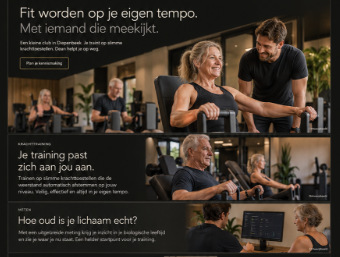 Man van middelbare leeftijd doet mobiliteitsoefening bij Volta Health Club