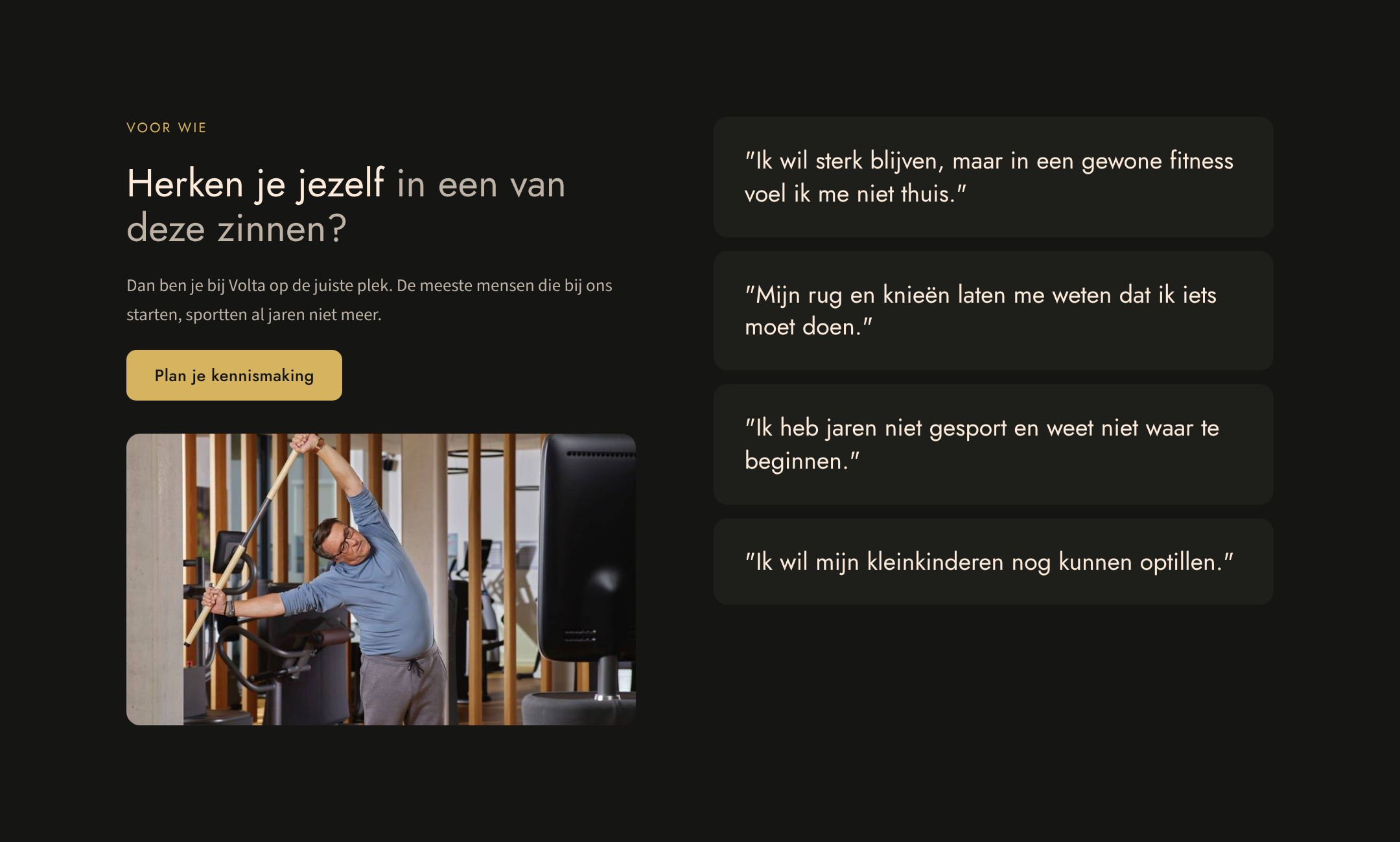 Herstelzone na de training bij Volta