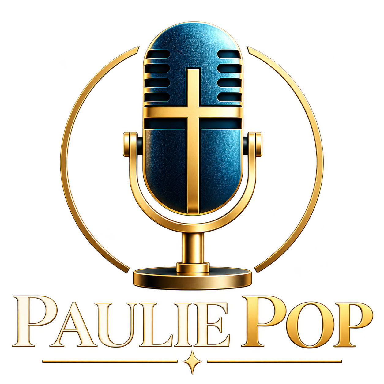 Paulie Pop Vintage Microphone and Cross Emblem